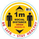 YELLOW 1M DBL ARROW FILLED - 300MM ROUND SOCIAL DISTANCING GRAPHIC