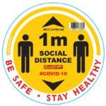 YELLOW 1M DBL ARROW FILLED - 400MM ROUND SOCIAL DISTANCING GRAPHIC