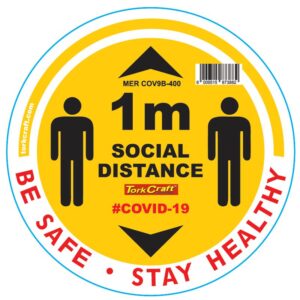 YELLOW 1M DBL ARROW FILLED - 400MM ROUND SOCIAL DISTANCING GRAPHIC