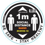 BLACK 1M DBL ARROW FILLED - 300MM ROUND SOCIAL DISTANCING GRAPHIC