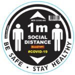 BLACK 1M DBL ARROW FILLED - 400MM ROUND SOCIAL DISTANCING GRAPHIC