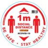 WHITE 1M DBL ARROW FILLED - 300MM ROUND SOCIAL DISTANCING GRAPHIC