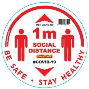 WHITE 1M DBL ARROW FILLED - 300MM ROUND SOCIAL DISTANCING GRAPHIC