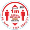 WHITE 1M DBL ARROW FILLED - 400MM ROUND SOCIAL DISTANCING GRAPHIC