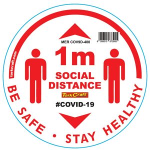 WHITE 1M DBL ARROW FILLED - 400MM ROUND SOCIAL DISTANCING GRAPHIC