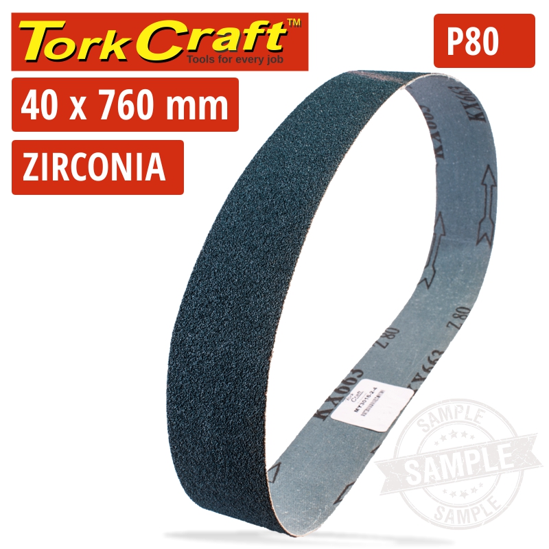 80 GRIT ZIRCONIA SANDING BELTS 40MMX760MM 80 GRIT ZIRCONIA SANDING BELTS 40MMX760MM