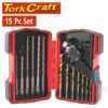 DRILL BIT SDS & HSS TIN & 13mm CHUCK & KEY SET 15PC IN PLASTIC CASE