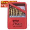 DRILL BIT SET 19PCE TIN. COATED METAL CASE