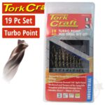 DRILL BIT SET 19PCS 1-10MM x 0.5MM TURBO POINT