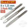 TAPS HSS 8X1.25MM ISO 3/PACK