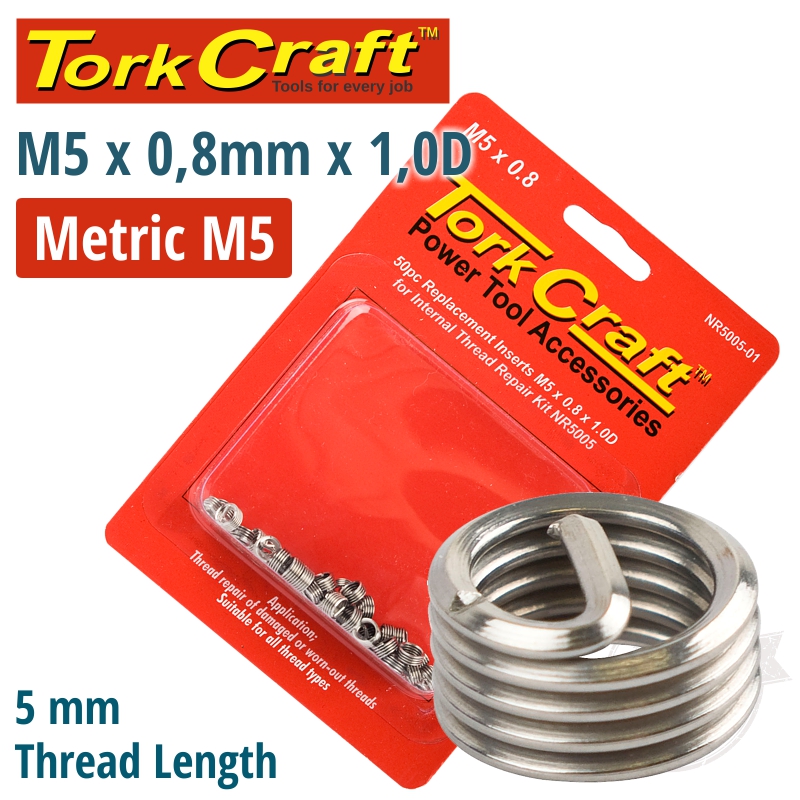 THREAD REPAIR KIT M5 X 0.8 X 1.0D REPL. INSERTS FOR NR5005 THREAD REPAIR KIT M5 X 0.8 X 1.0D REPL. INSERTS FOR NR5005
