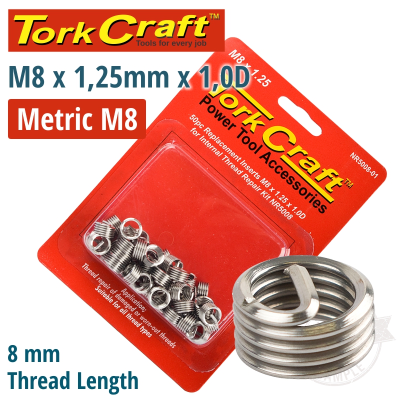 THREAD REPAIR KIT M8 X 1.25 X 1.0D REPL. INSERTS FOR NR5008 THREAD REPAIR KIT M8 X 1.25 X 1.0D REPL. INSERTS FOR NR5008