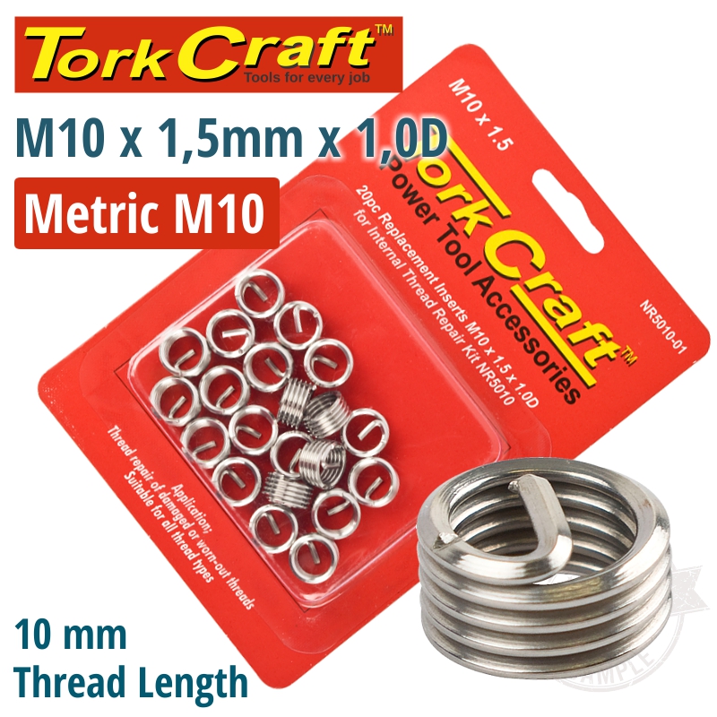 THREAD REPAIR KIT M10 X 1.5 X 1.0D REPL. INSERTS FOR NR5010 THREAD REPAIR KIT M10 X 1.5 X 1.0D REPL. INSERTS FOR NR5010