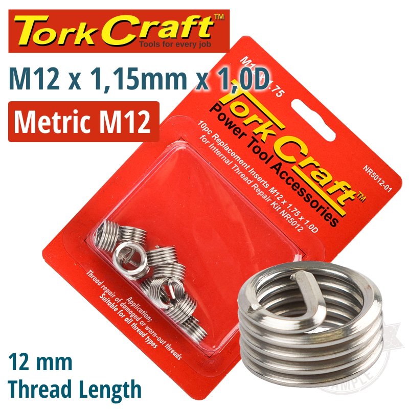 THREAD REPAIR KIT M12 X 1.75 X 1.0D REPL. INSERTS FOR NR5012 THREAD REPAIR KIT M12 X 1.75 X 1.0D REPL. INSERTS FOR NR5012