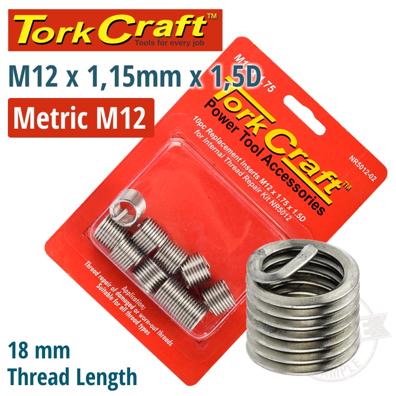 THREAD REPAIR KIT M12 X 1.75 X 1.5D REPL. INSERTS FOR NR5012 THREAD REPAIR KIT M12 X 1.75 X 1.5D REPL. INSERTS FOR NR5012