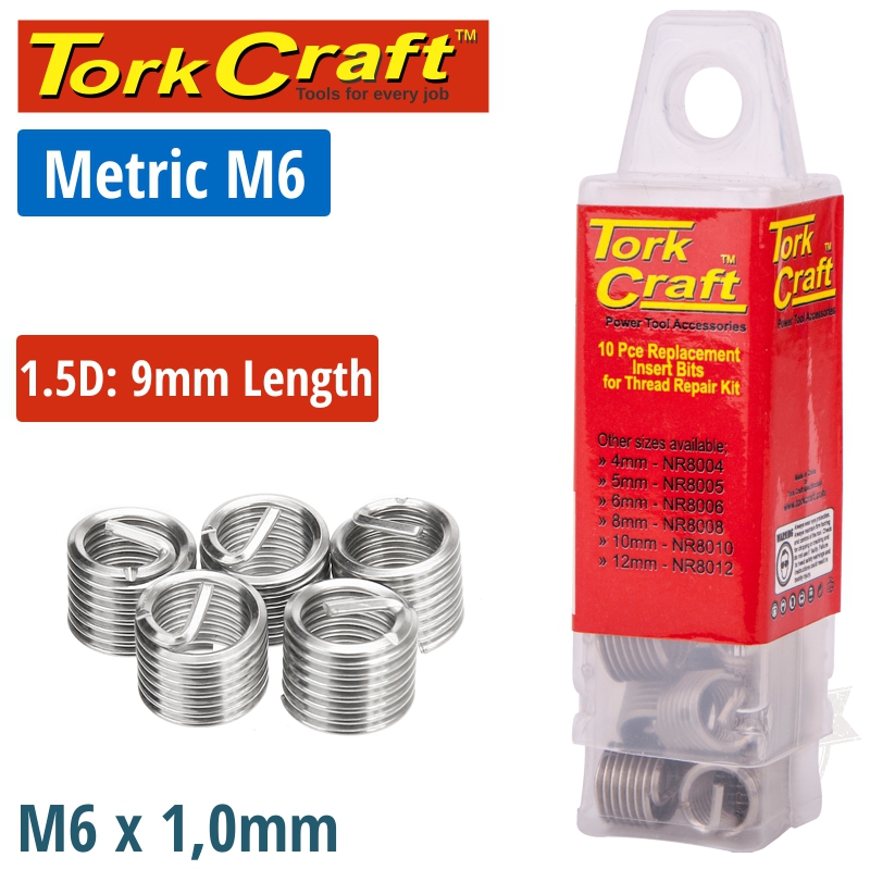 THREAD REPAIR KIT M6 X 1.5D REPLACEMENT INSERTS 10PCE THREAD REPAIR KIT M6 X 1.5D REPLACEMENT INSERTS 10PCE