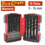 MASONRY DRILL BIT SET 16PC 3 - 16mm IN PLASTIC CASE