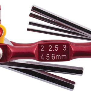 FOLDING KEY SET HEX 2-2.5-3-4-5-6 RED CHROME PLATED