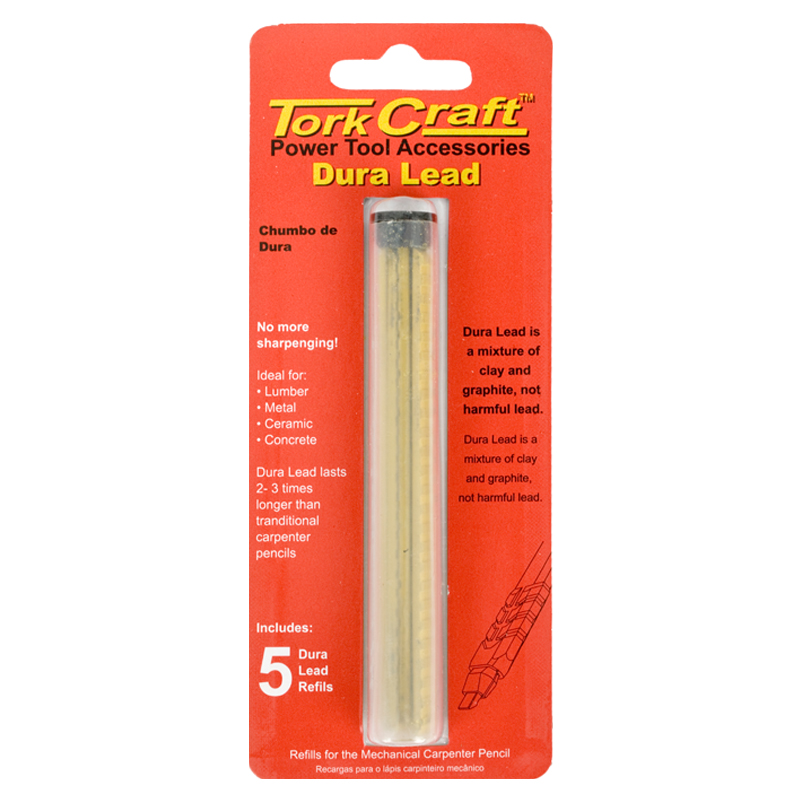 CARPENTERS PENCIL DURA LEAD REFILL 5PC YELLOW CARPENTERS PENCIL DURA LEAD REFILL 5PC YELLOW