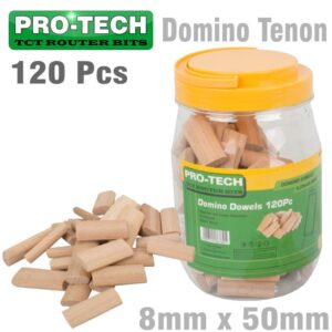 DOMINO TENON 8X50MM 120PC JAR BEECH WOOD