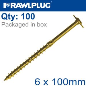 TIMBER CONSTRUCTION SCREW 6X100 MM ZINC PLATED BOX OF 100