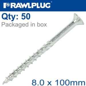 TIMBER CONSTRUCTION SCREW 8.0 X 100MM X50-BOX CSK WASHER HEAD TX T40
