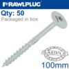 TIMBER CONSTRUCTION SCREW 8.0 X 100MM X 50-BOX WASHER HEAD TORX T40
