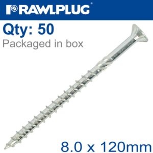TIMBER CONSTRUCTION SCREW 8.0 X 120MM X50-BOX CSK WASHER HEAD TORX T40