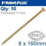 TIMBER CONSTRUCTION SCREW 8.0 X 160MM X50-BOX CSK WASHER HEAD TORX T40