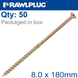 TORX T40 TIMBER CONSTRUCTION SCREW 8.0X180MM X50-BOX CSK HEAD