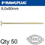 TIMBER CONSTRUCTION SCREW 8.0 X 180MM X50-BOX TORX T40