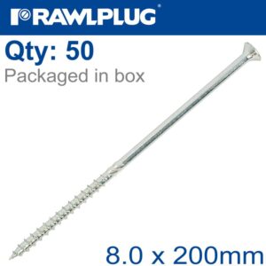 TIMBER CONSTRUCTION SCREW 8.0 X 200MM X50-BOX CSK WASHER HEAD TORX T40