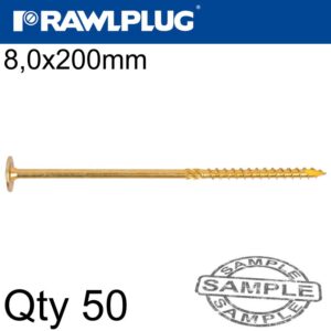 TIMBER CONSTRUCTION SCREW 8.0 X 200MM X50-BOX TORX T40