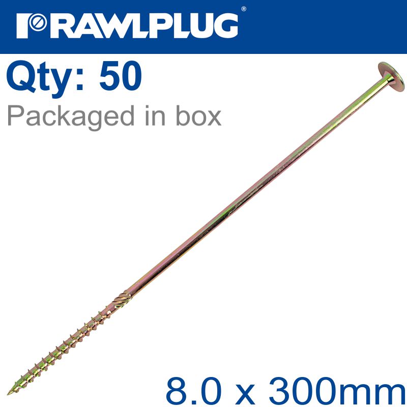 TORX T40 TIMBER CONSTRUCTION SCREW 8.0X300MM X50-BOX TORX T40 TIMBER CONSTRUCTION SCREW 8.0X300MM X50-BOX