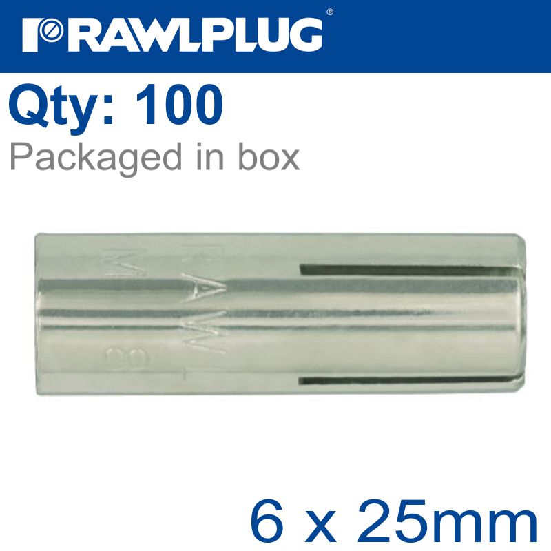 S-STEEL WEDGE ANCHOR 6X25MM X100 -BOX S-STEEL WEDGE ANCHOR 6X25MM X100 -BOX
