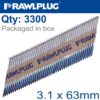 NAIL SILVER GALV CLIPPED 3.1MMX63MM X3300-BOX PAPER COLLATED 10MIC