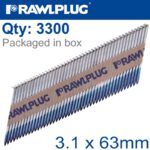 NAIL SILVER GALV CLIPPED 3.1MMX63MM X3300-BOX PAPER COLLATED 10MIC