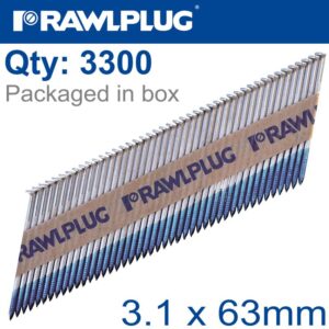 NAIL SILVER GALV CLIPPED 3.1MMX63MM X3300-BOX PAPER COLLATED 10MIC