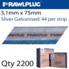 NAIL BRIGHT CLIPPED 3.1MMX75MM X2200-BOX PAPER COLLATED 0 MIC