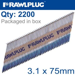 TIMBER NAILS CLIPPED RING 3.1MM X 75MM 2200 PER BOX WITH X2 FUEL CELLS
