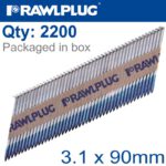 TIMBER NAILS CLIPPED RING 3.1MM X 90MM 2200 PER BOX WITH X2 FUEL CELLS