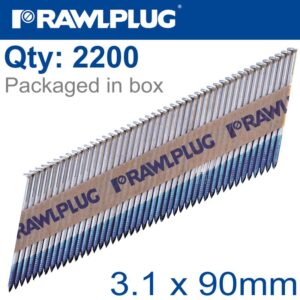 TIMBER NAILS CLIPPED RING 3.1MM X 90MM 2200 PER BOX WITH X2 FUEL CELLS