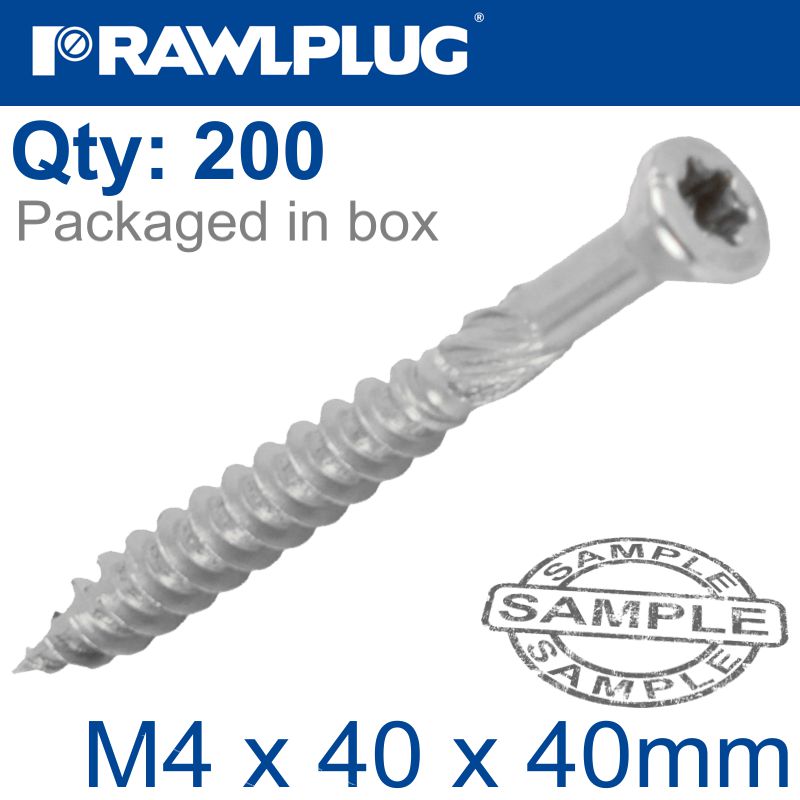 R-DSX SCREWS M4 X 40X40 A2 SS X200-BOX R-DSX SCREWS M4 X 40X40 A2 SS X200-BOX