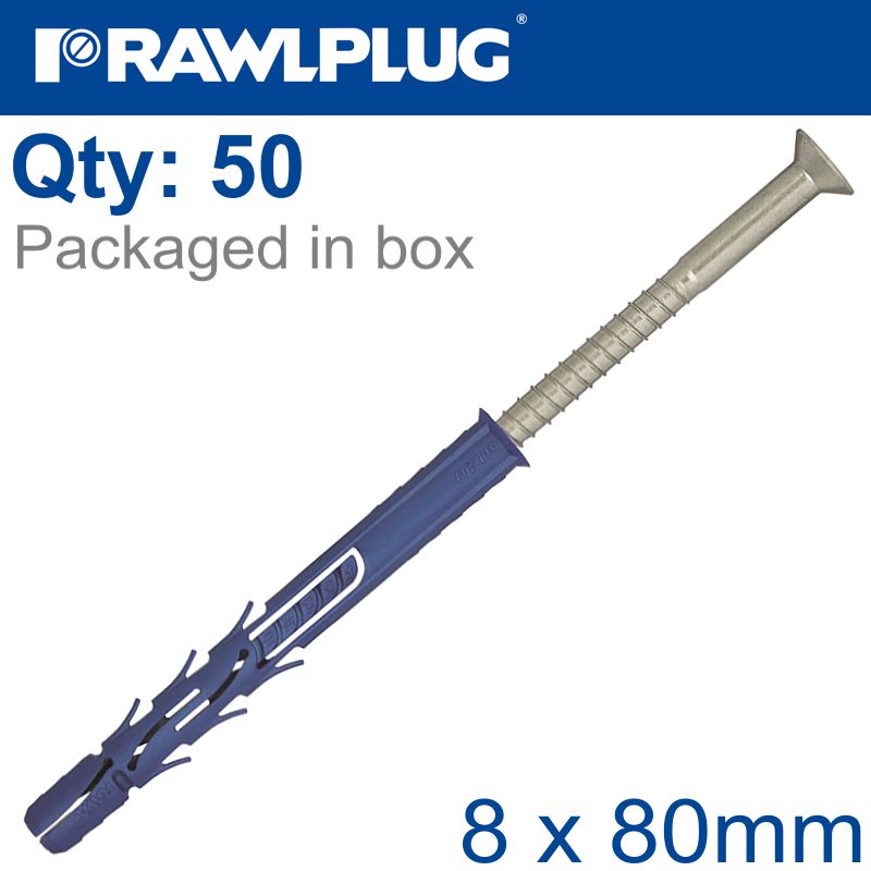 NYL FRAME FIXING ZP + CSK SCREW 8.0MMX80MM X50 -BOX NYL FRAME FIXING ZP + CSK SCREW 8.0MMX80MM X50 -BOX