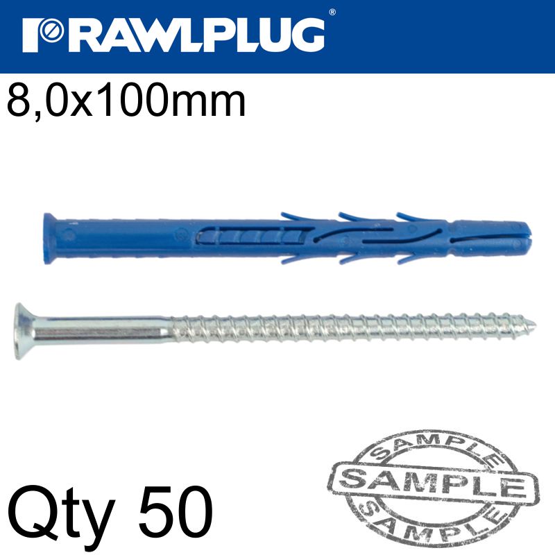 NYL FRAME FIXING ZP + CSK SCREW 8.0MMX100MM X50 -BOX NYL FRAME FIXING ZP + CSK SCREW 8.0MMX100MM X50 -BOX