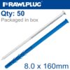 NYL FRAME FIXING ZP+ CSK SCREW 8.0MMX160MM X50 -BOX