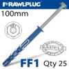 NYL FRAME FIXING ZP + COLLAR HEX SCREW 9.8MMX100MM X25 -BOX