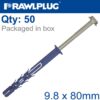 NYL FRAME FIXING ZF + CSK SCREW 9.8MMX80MM X50 -BOX