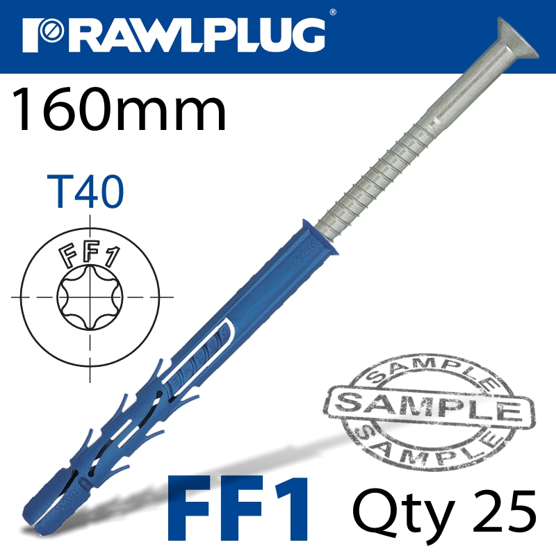 NYL FRAME FIXING ZP + CSK SCREW 9.8MMX160MM X25 -BOX NYL FRAME FIXING ZP + CSK SCREW 9.8MMX160MM X25 -BOX