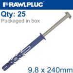 NYL FRAME FIXING S-STEEL + CSK SCREW 9.8MMX240MM X25 -BOX